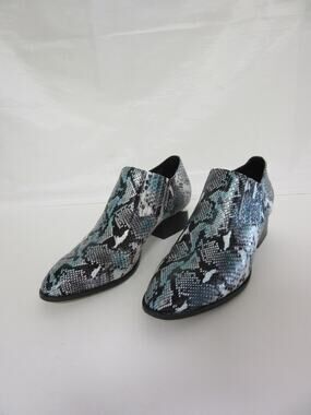 SILENT D Women's Python Snake Pattern Pointed Toe 39 Split Heel Bootie